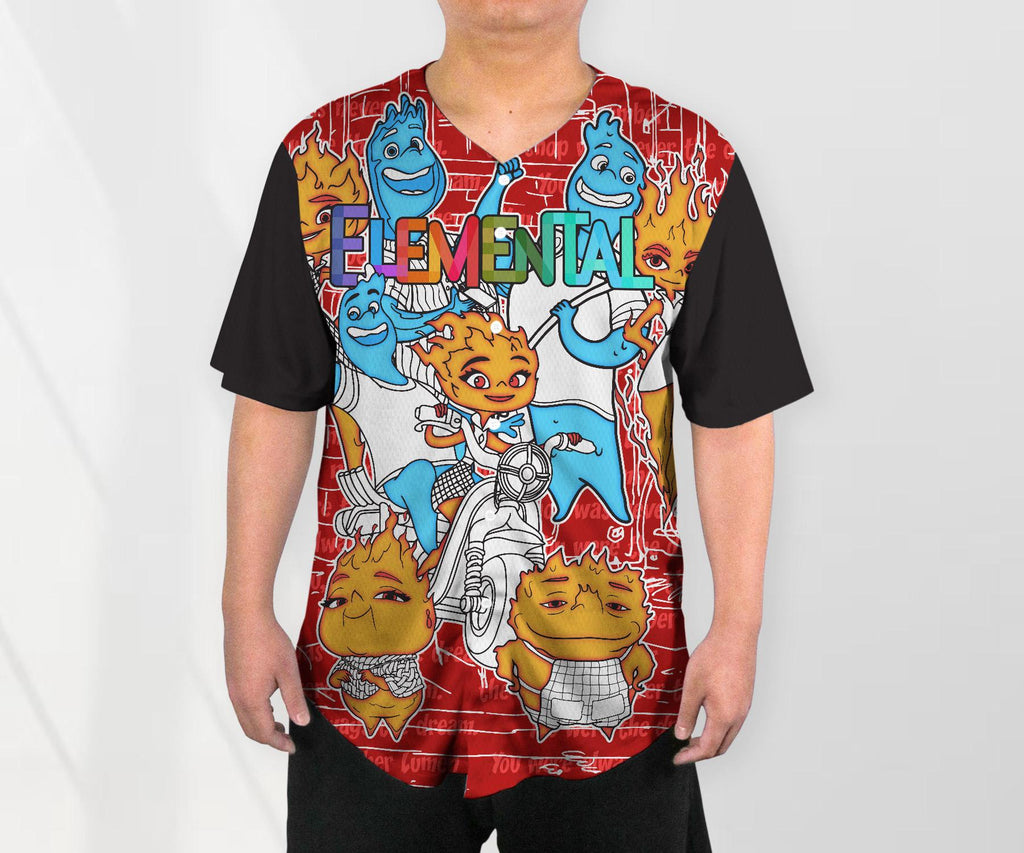 Elemental Baseball Jersey  Wade Ember Jersey Cartoon Baseball Shirt Gifts