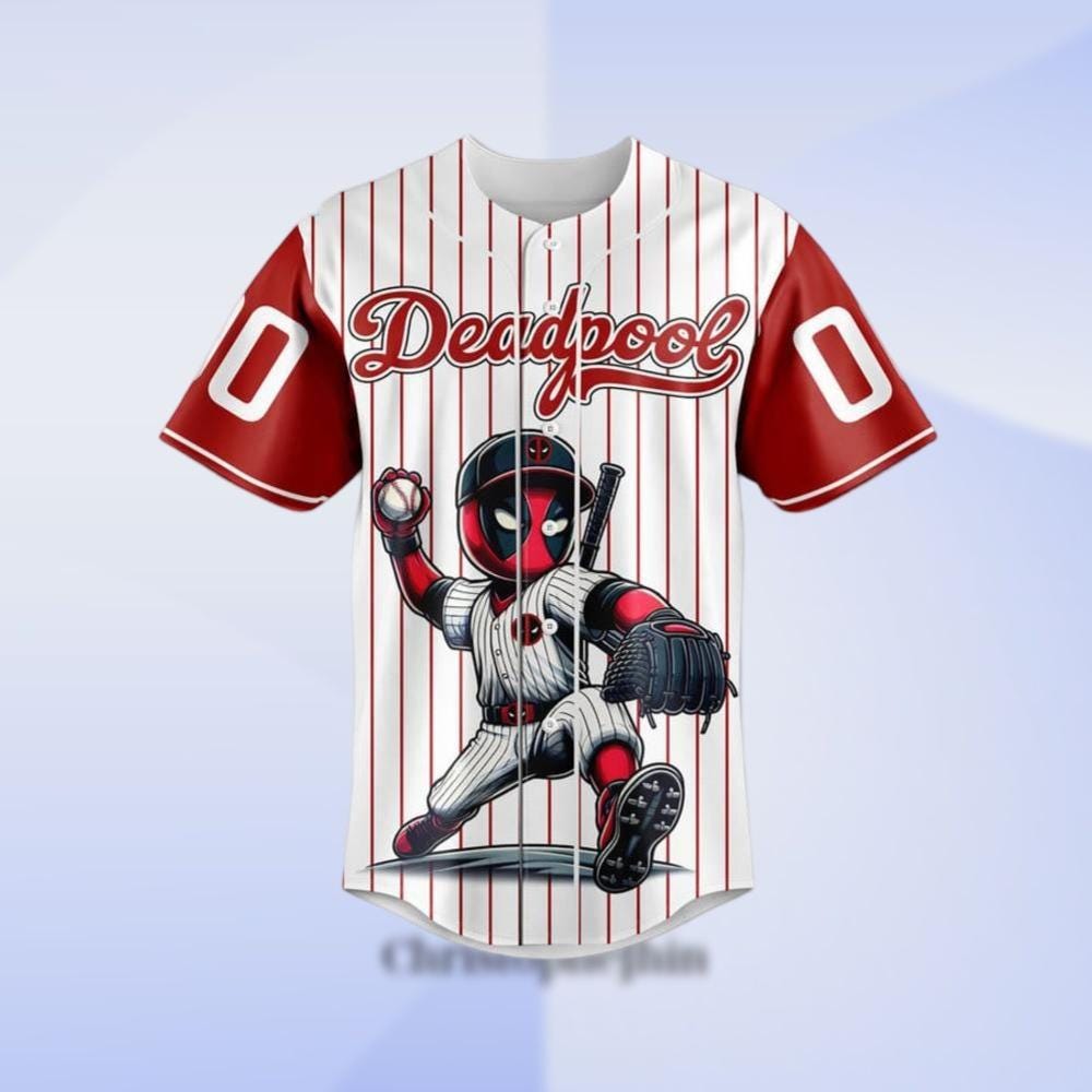 Personalized Deadpool Playing Baseball Jersey, Deadpool Playing Baseball, Deadpool Jersey, Deadpool Lover Gifts