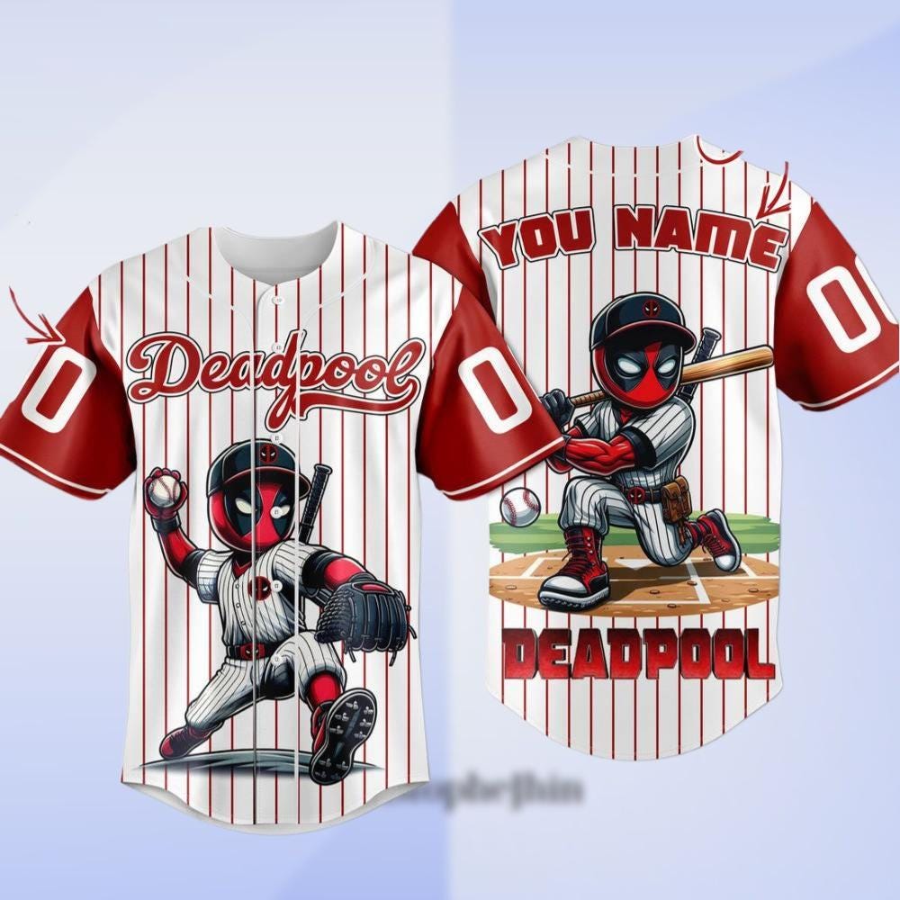 Personalized Deadpool Playing Baseball Jersey, Deadpool Playing Baseball, Deadpool Jersey, Deadpool Lover Gifts