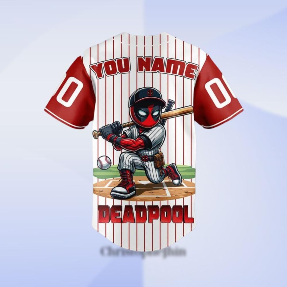 Personalized Deadpool Playing Baseball Jersey, Deadpool Playing Baseball, Deadpool Jersey, Deadpool Lover Gifts