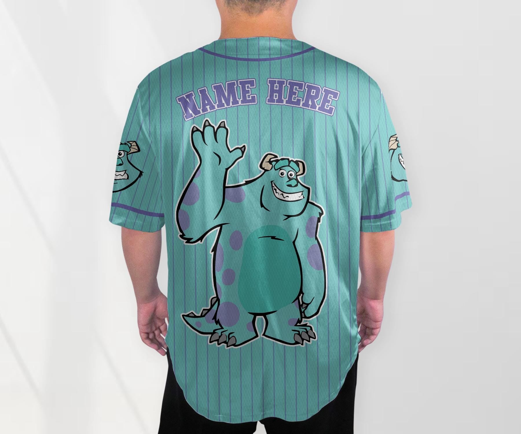 Custom Monster Inc James Sullivan Cyan Simple Baseball Jersey Personalized Baseball Team Jersey Shirt Birthday Gift For Monster Inc Fans