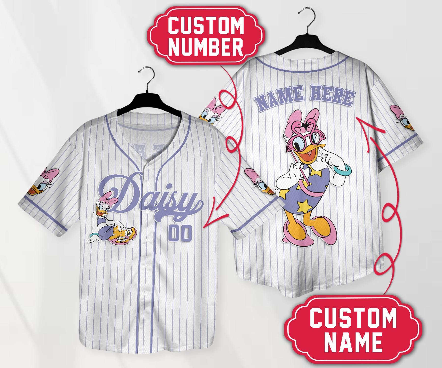 Daisy Baseball Jersey Shirt Personalized Daisy Duck Shirt Custom Baseball Jersey Shirt Gifts