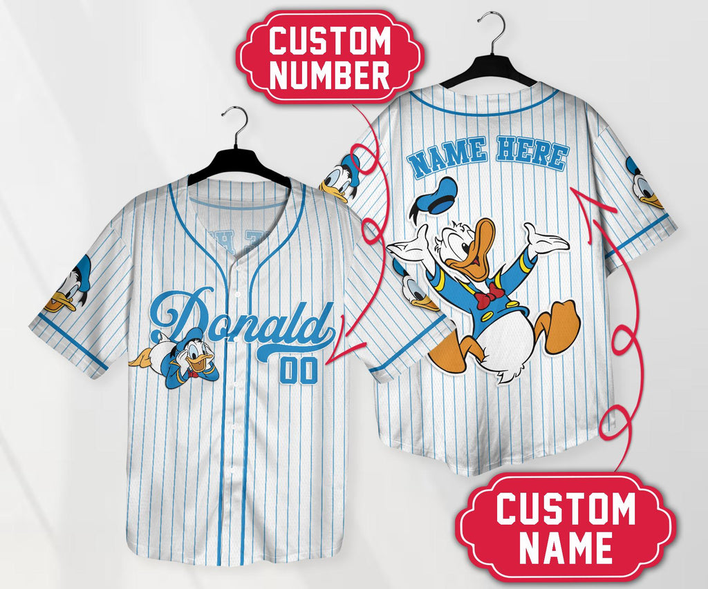 Personalized Donald Duck Baseball Jersey Shirt Magic Kingdom Shirt Custom Donald Duck Shirt Gifts