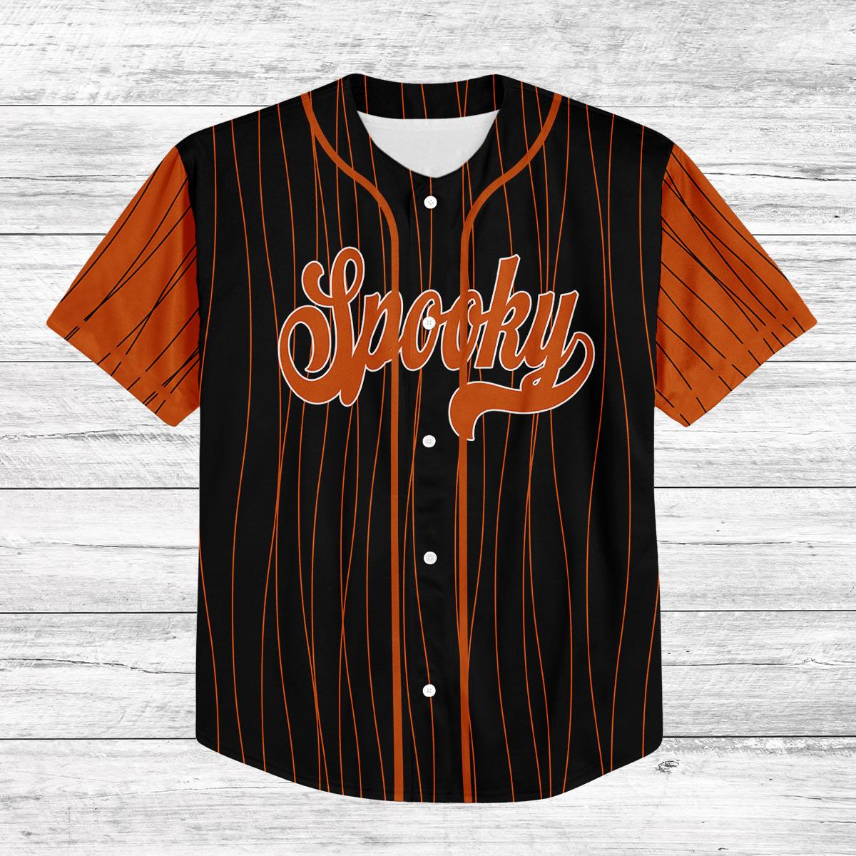Custom Spooky Baseball Jersey, Halloween Jersey Shirt, Kids Youth Adult Matching Halloween Outfit, October 31 Costume Jersey Tee