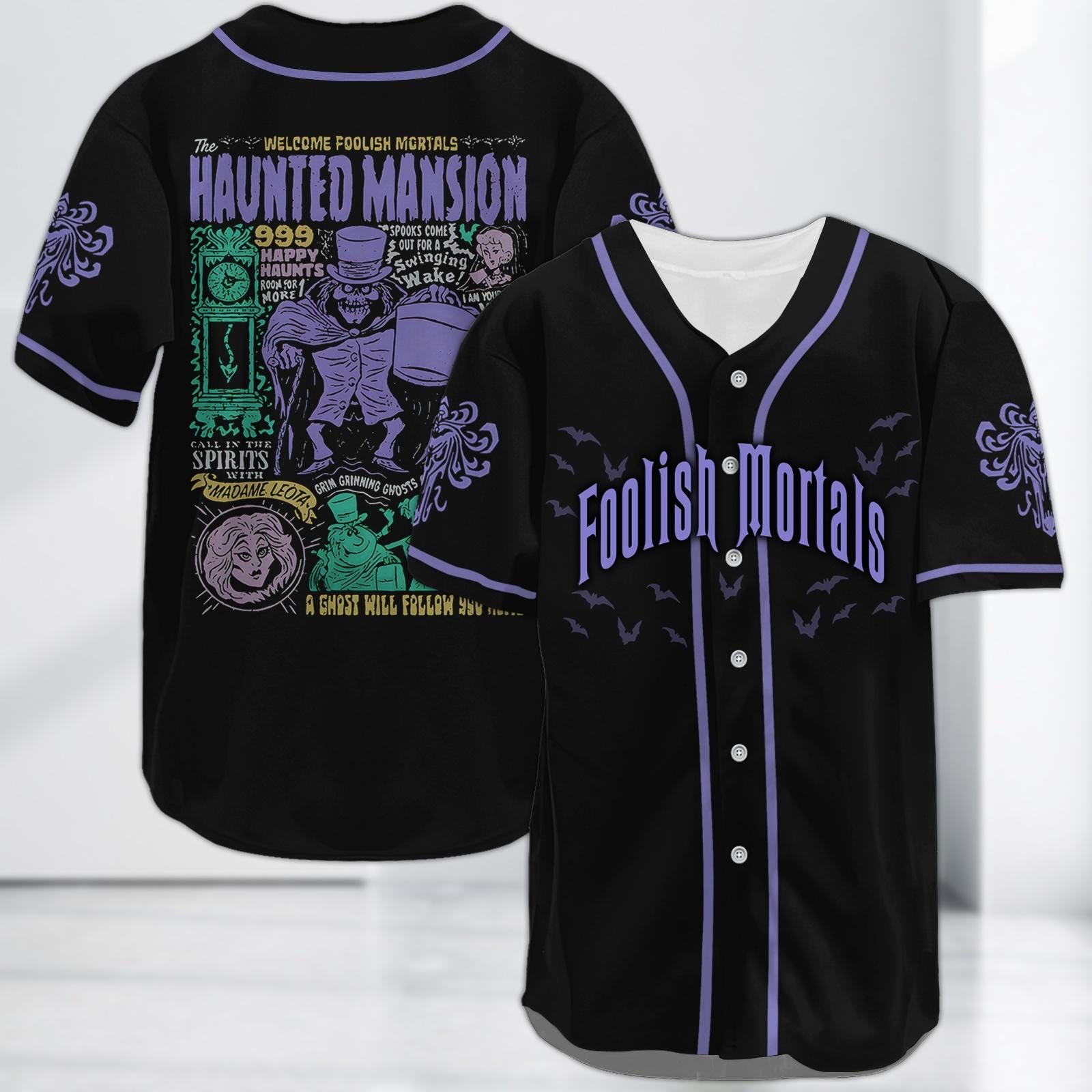 Haunted Mansion Baseball Jersey, Hitchhiking Ghosts Shirt, Foolish Mortals Jersey Shirt, Halloween Shirt
