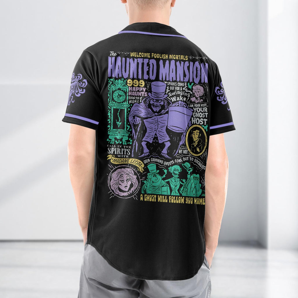 Haunted Mansion Baseball Jersey, Hitchhiking Ghosts Shirt, Foolish Mortals Jersey Shirt, Halloween Shirt