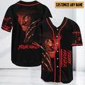Custom Freddy Krueger Baseball Jersey, Halloween Horror Shirt, Scary Movie Jersey Shirt, Halloween Gift For Kids