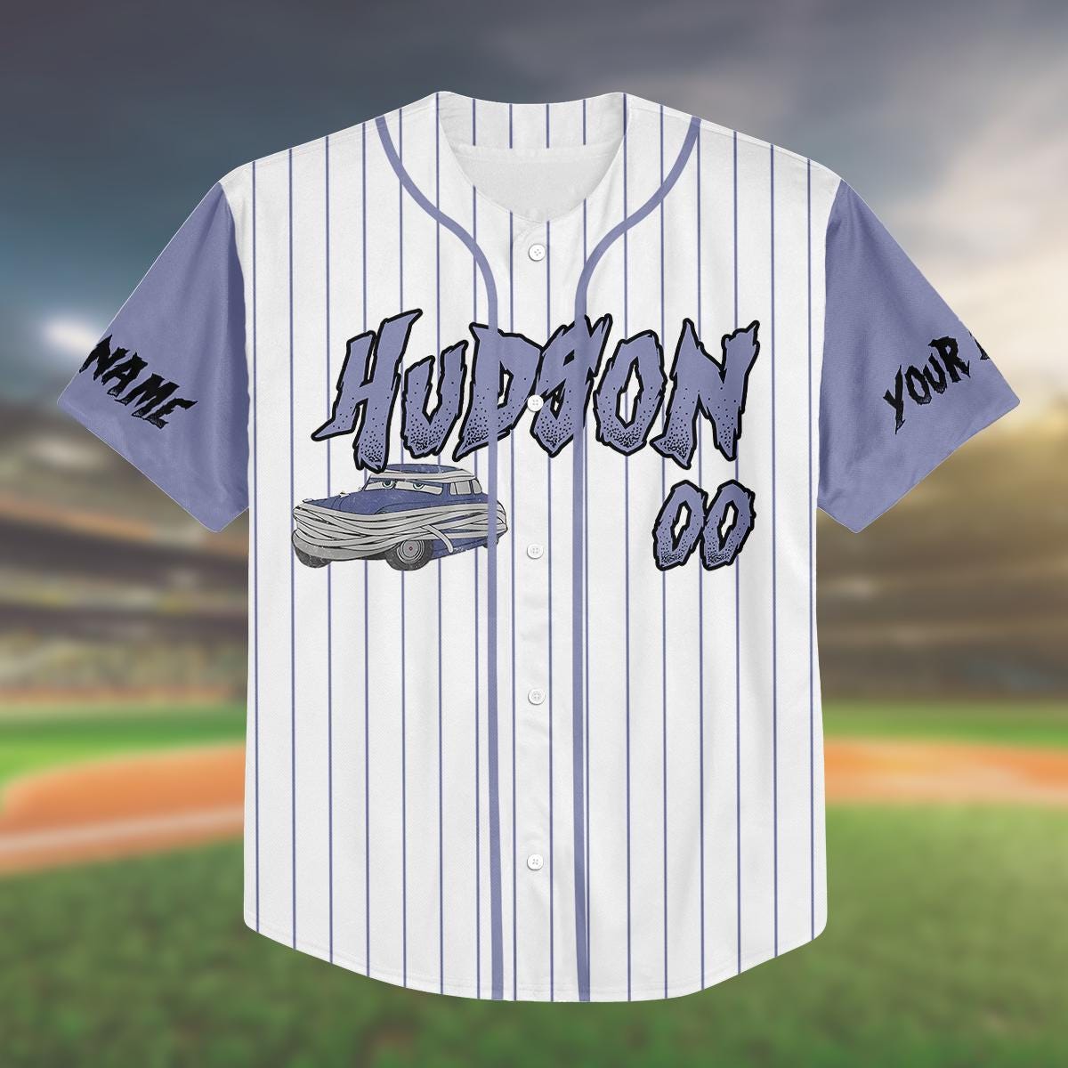 Custom Halloween Baseball Jersey | Personalized Hudson Car Jersey | Trick or Treat Outfit for Kids, Youth, Adults | Unique Costume