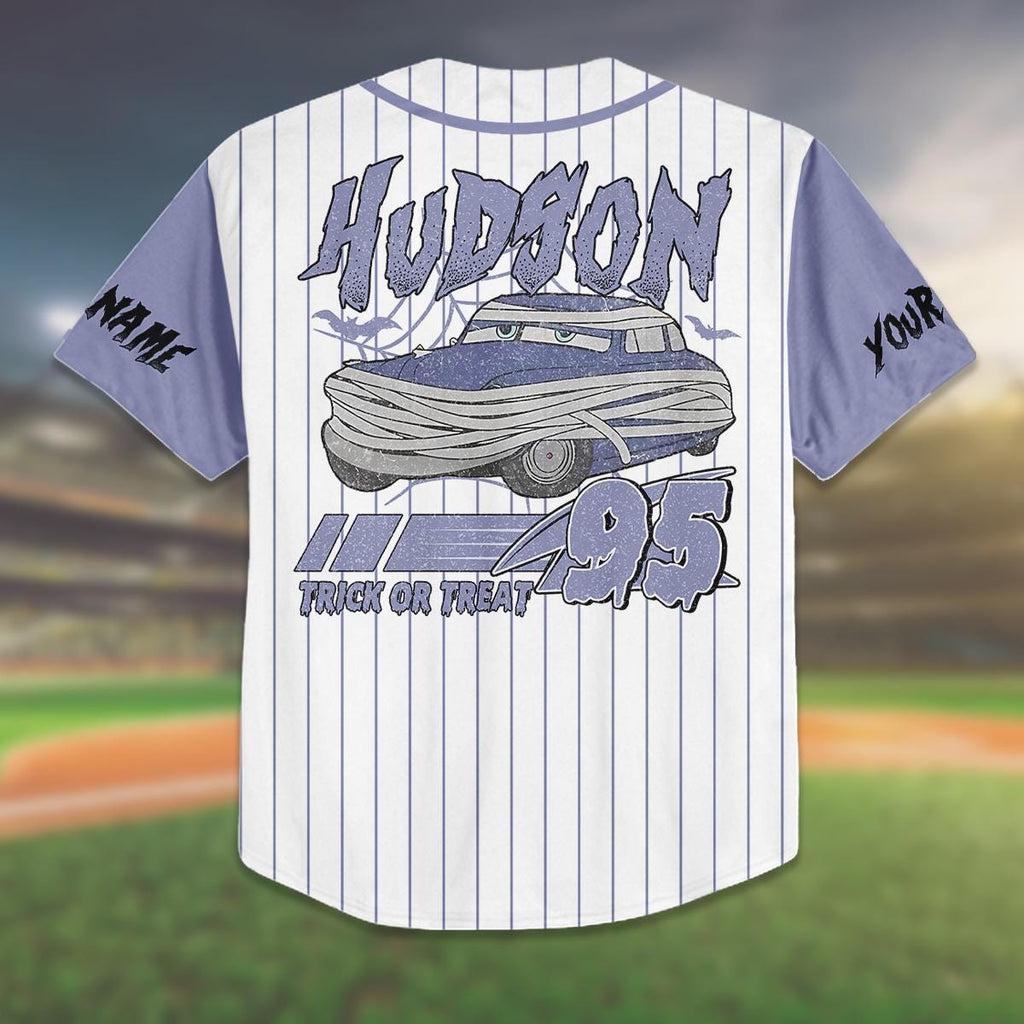 Custom Halloween Baseball Jersey | Personalized Hudson Car Jersey | Trick or Treat Outfit for Kids, Youth, Adults | Unique Costume