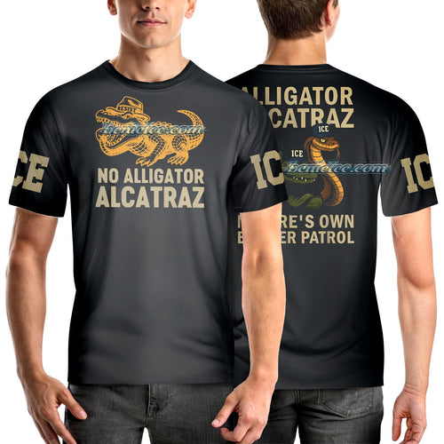 Alligator 3D Tee, Vintage Gator Enforcement Clipart Shirt, ICE Alligator Alcatraz T-shirt