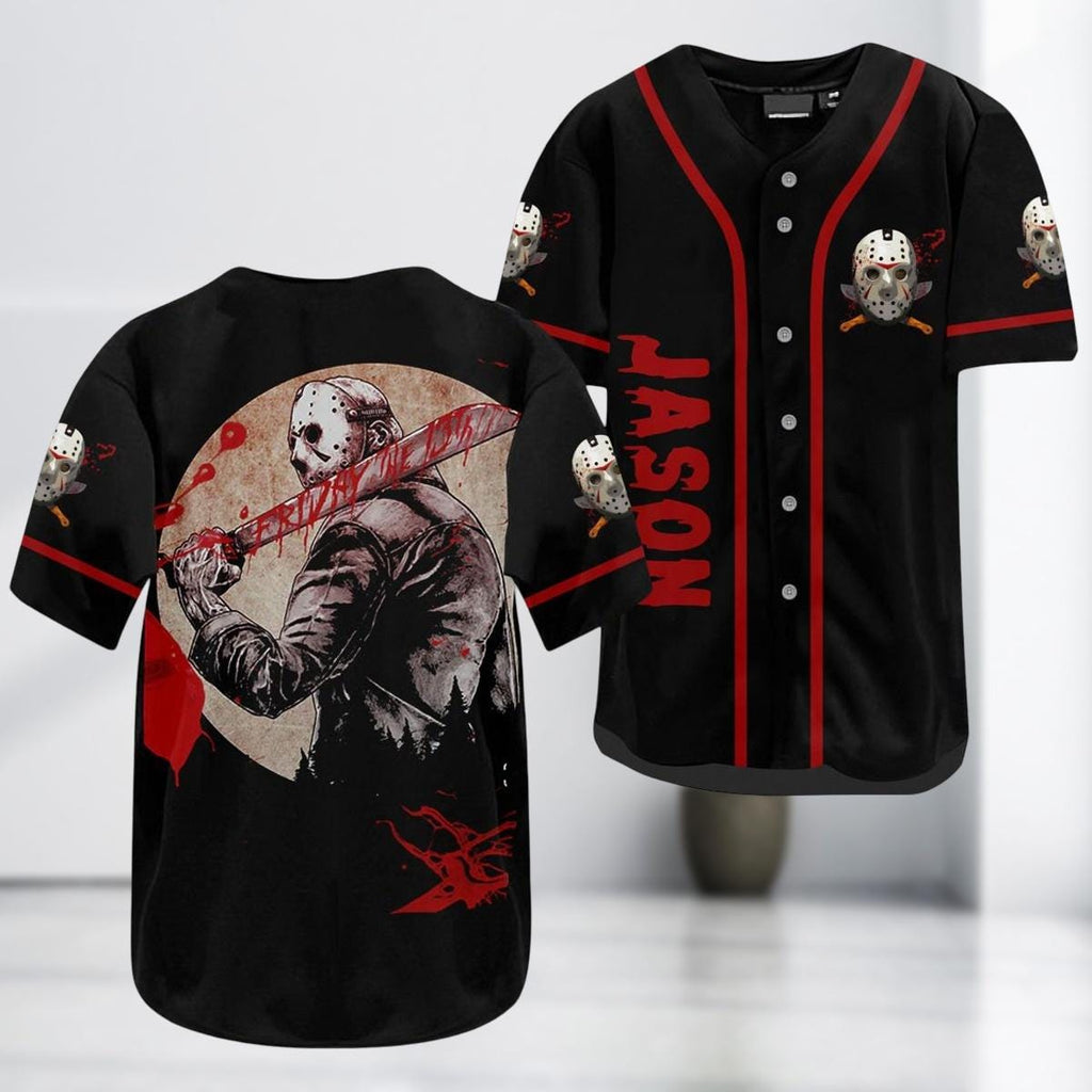 Halloween Jason Voorhees Baseball Jersey, The Friday The 13th Jersey Kids Shirt, Horror Inspired Shirt, Men Kids Jersey Shirt, Hallowee