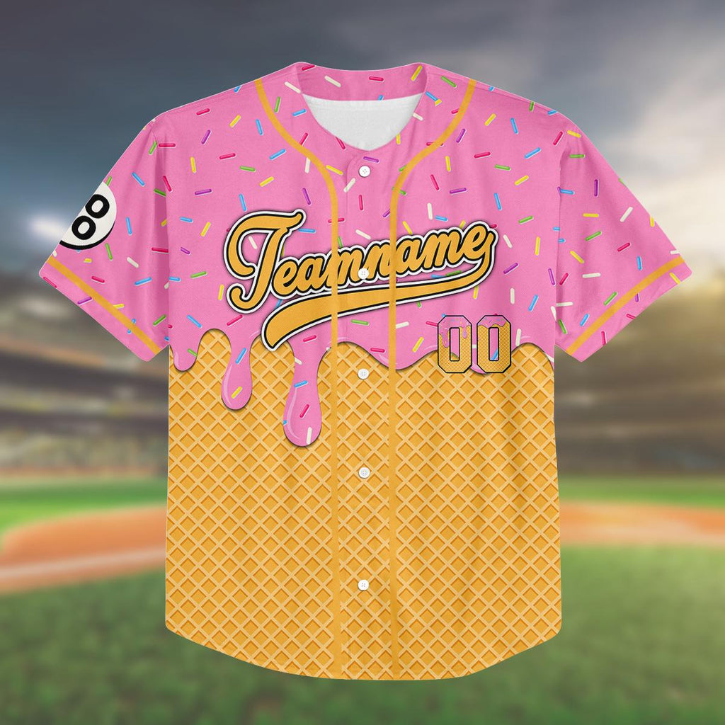 Custom Ice Cream Baseball Jersey, Personalized Name Number Shirt, Birthday Gift, Family Trip Matching Outfit, Fun Summer Jersey