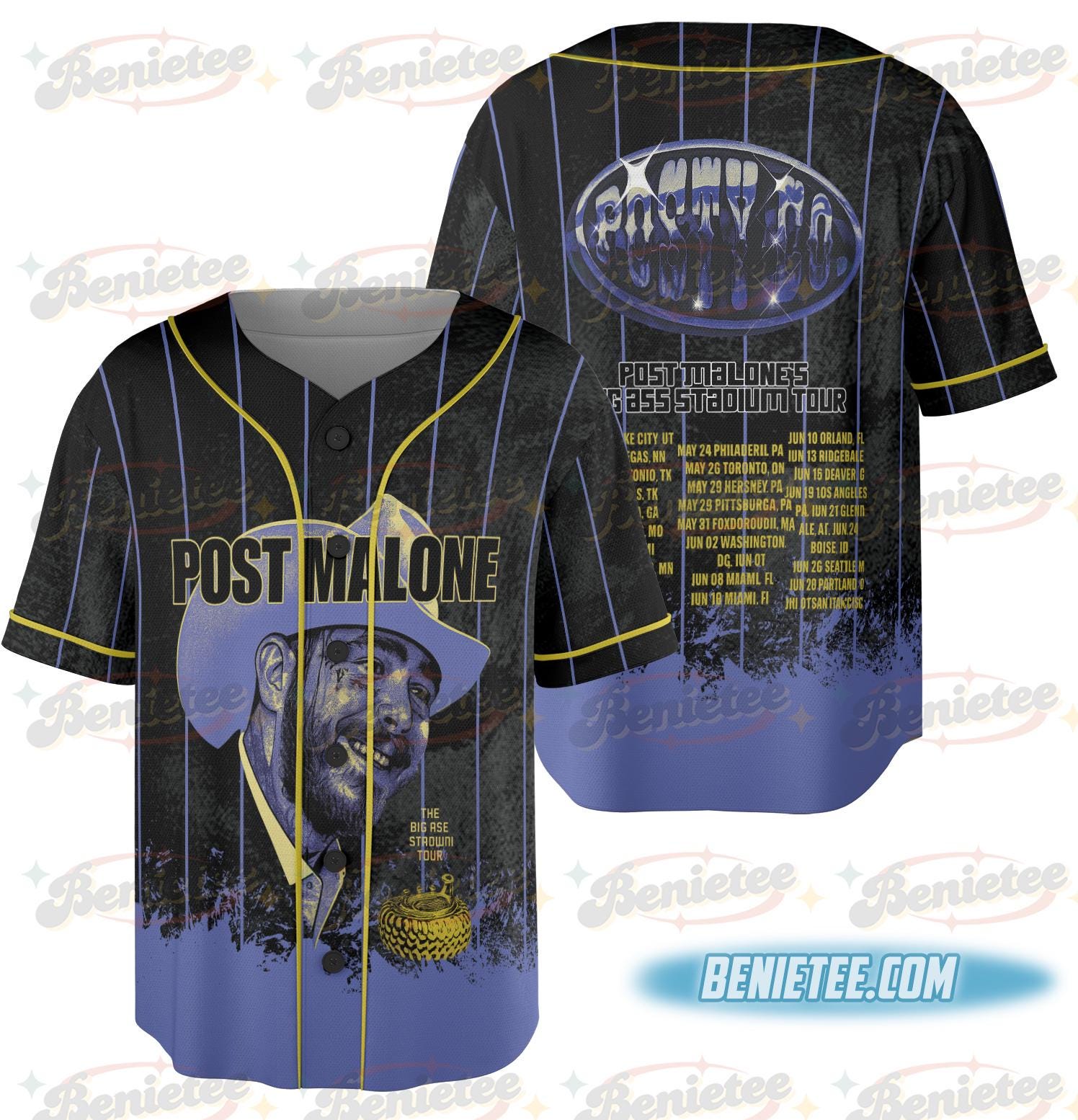Post Malone Music Rap Vintage Baseball Jersey, Post Malone Tour Rapper Gift, Posty Tee