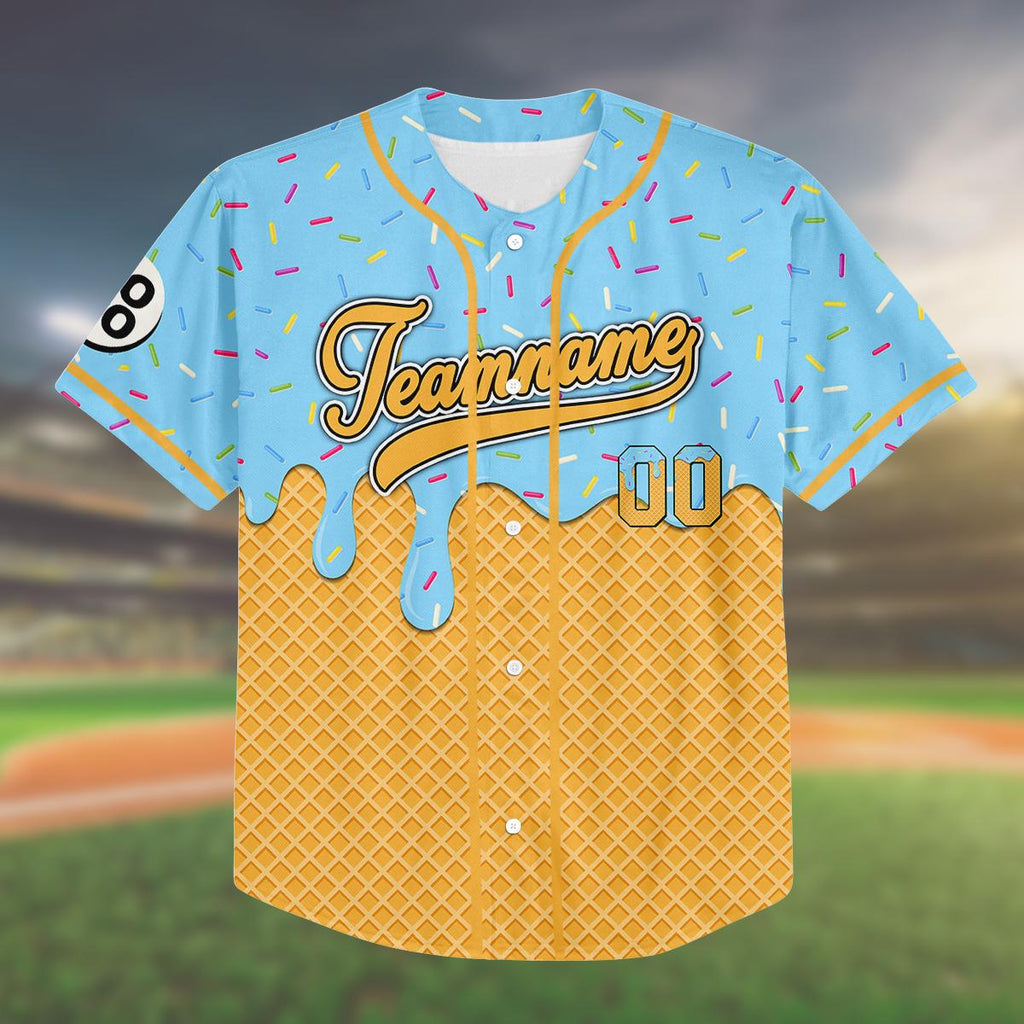 Custom Ice Cream Baseball Jersey, Team Matching Outfit, Personalized Name Number, Group Shirt, Fun Team Up Jersey for Events
