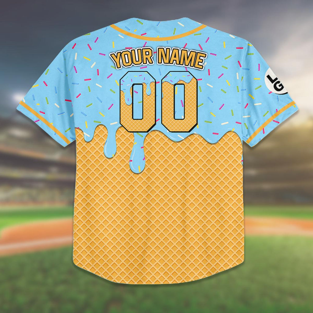 Custom Ice Cream Baseball Jersey, Team Matching Outfit, Personalized Name Number, Group Shirt, Fun Team Up Jersey for Events