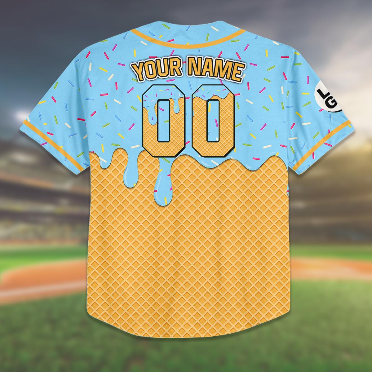 Custom Ice Cream Baseball Jersey, Team Matching Outfit, Personalized Name Number, Group Shirt, Fun Team Up Jersey for Events