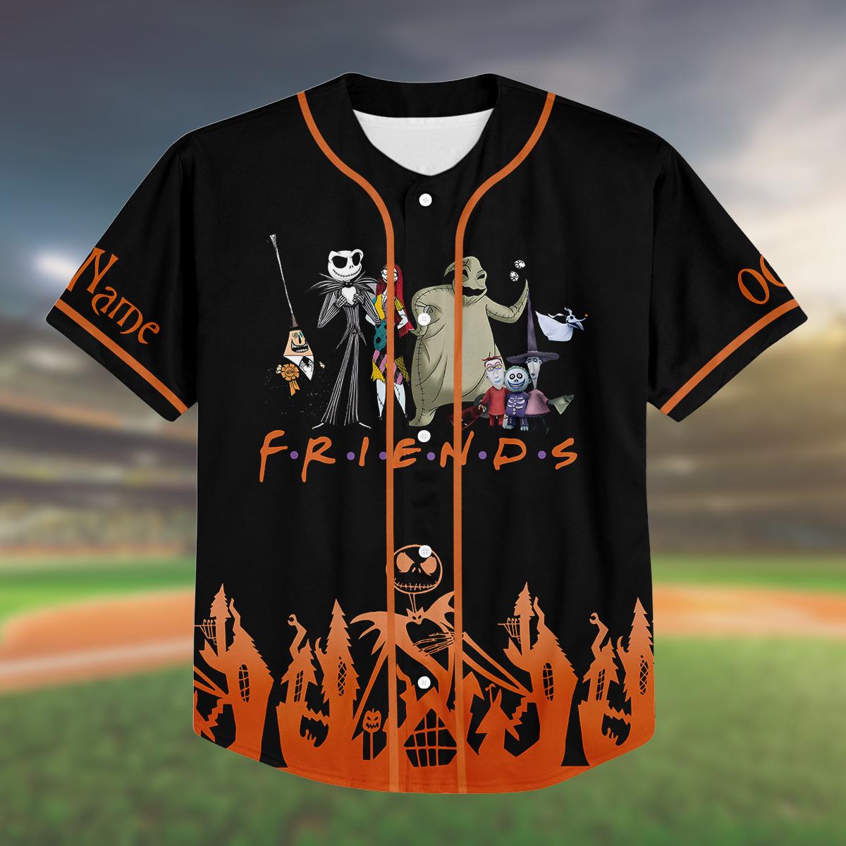 Custom Birthday Baseball Jersey, Nightmare Friends Shirt, Halloween Birthday Outfit, Kid/Adult Personalized Name Number Jersey