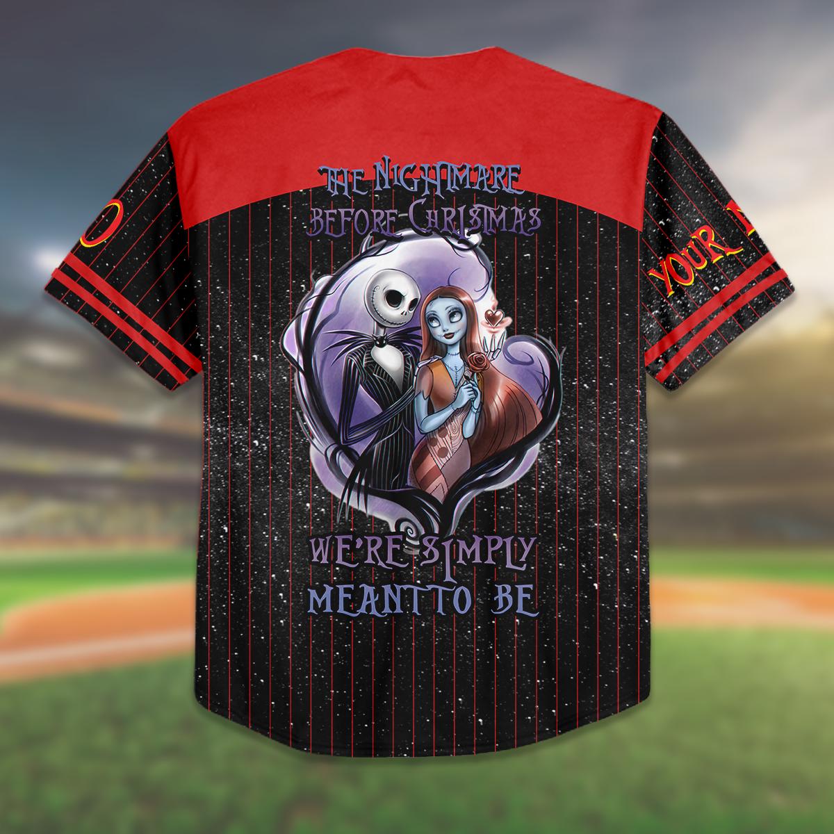 Custom Halloween Couple Baseball Jersey, Jack Sally Love Jersey, Matching Nightmare Shirt, Personalized Gift for Him Her