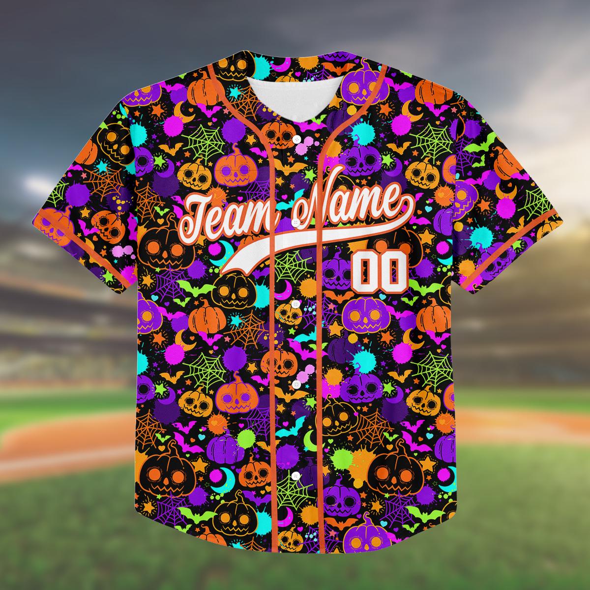 Custom Halloween Baseball Jersey, Spooky Pumpkin Team Shirt, Matching Family Outfit, Kid Youth Adult Name Number Gift, Birthday Gift For Kid