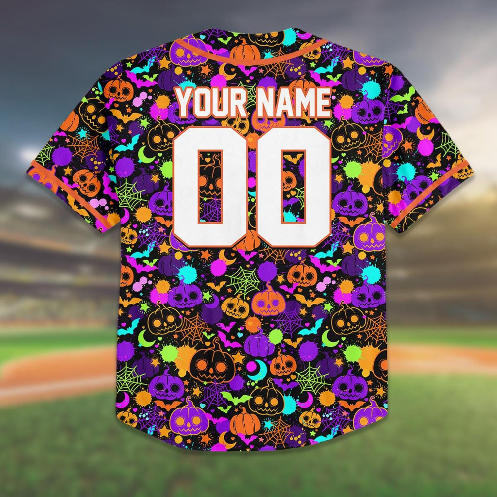 Custom Halloween Baseball Jersey, Spooky Pumpkin Team Shirt, Matching Family Outfit, Kid Youth Adult Name Number Gift, Birthday Gift For Kid