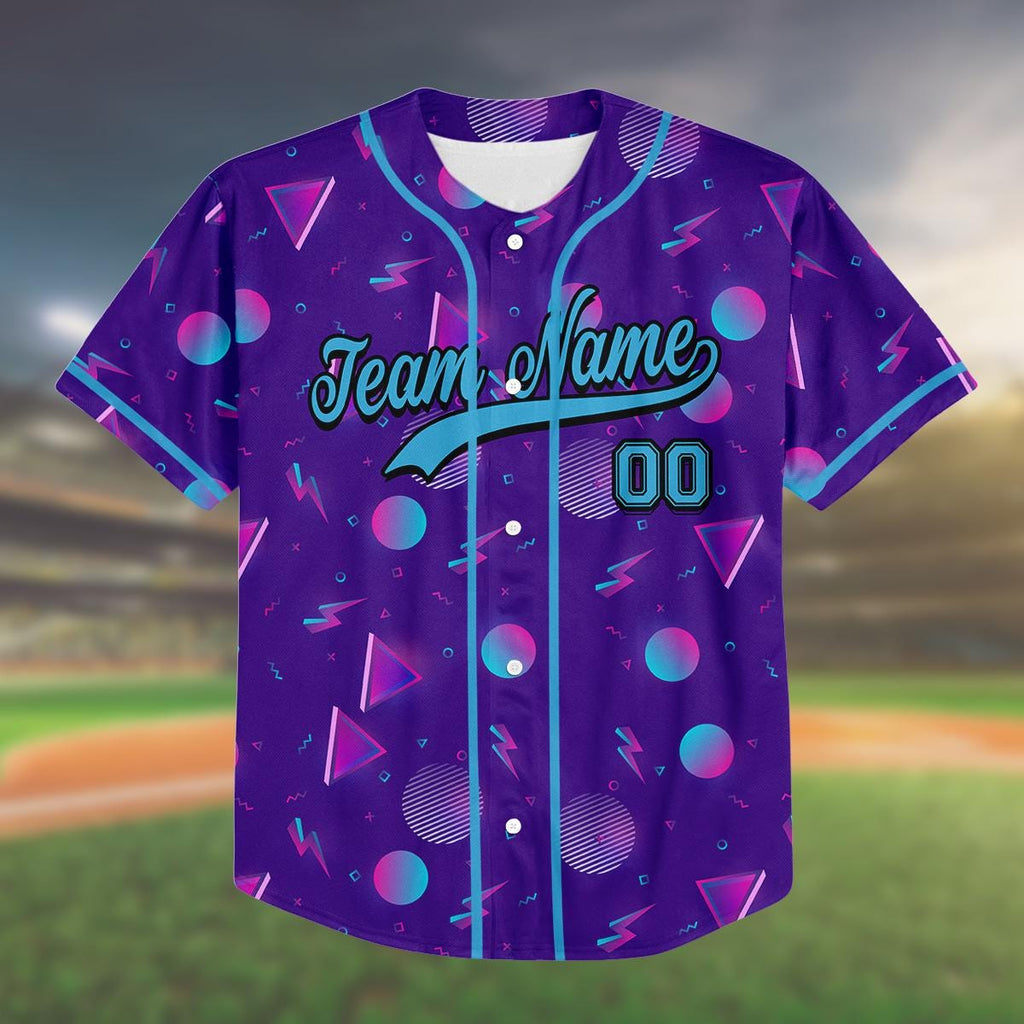 Custom Birthday Baseball Jersey for Kids and Adults, 90s Style Personalized Gift, Retro Neon Pattern, Team Name and Number Shirt