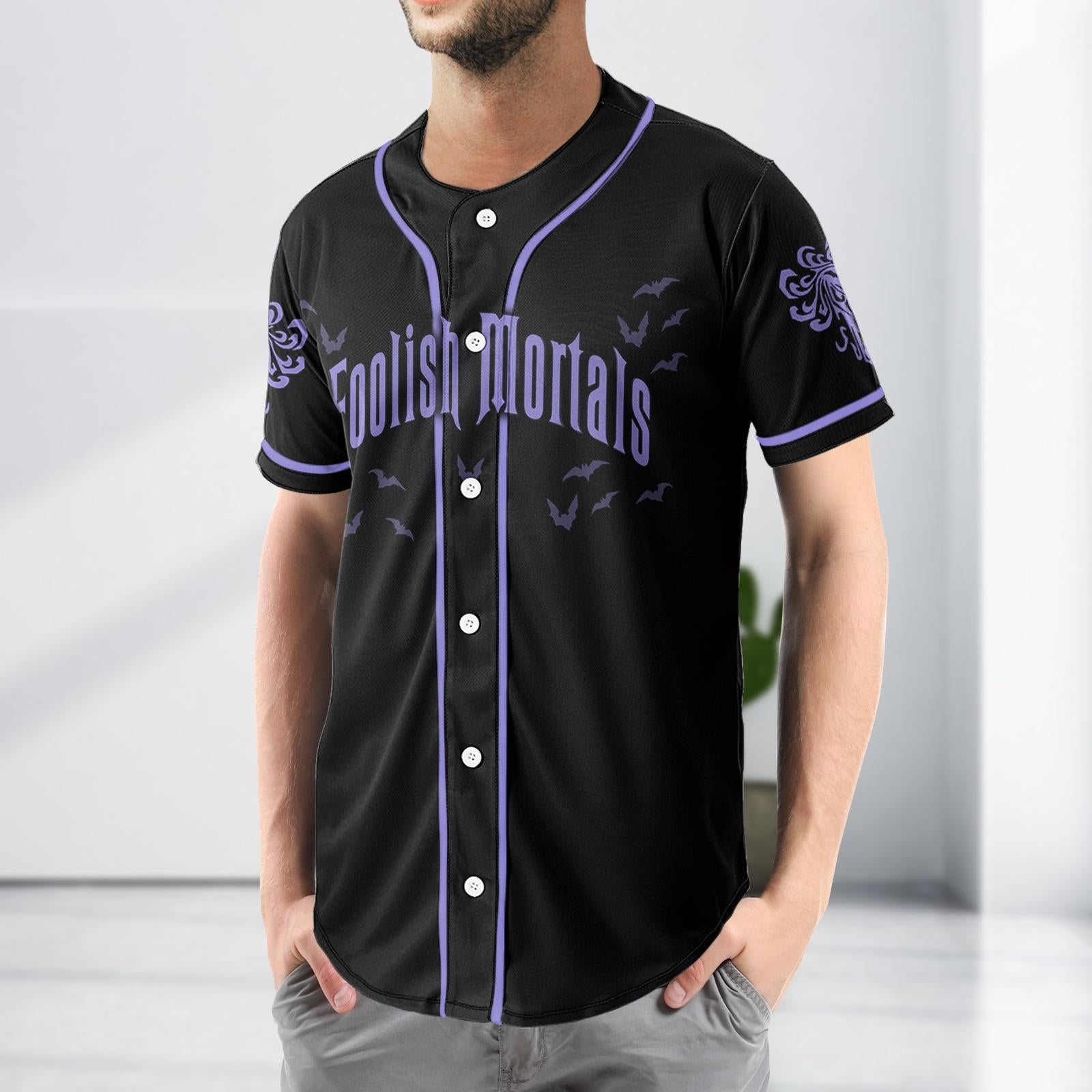 Haunted Mansion Baseball Jersey, Hitchhiking Ghosts Shirt, Foolish Mortals Jersey Shirt, Halloween Shirt