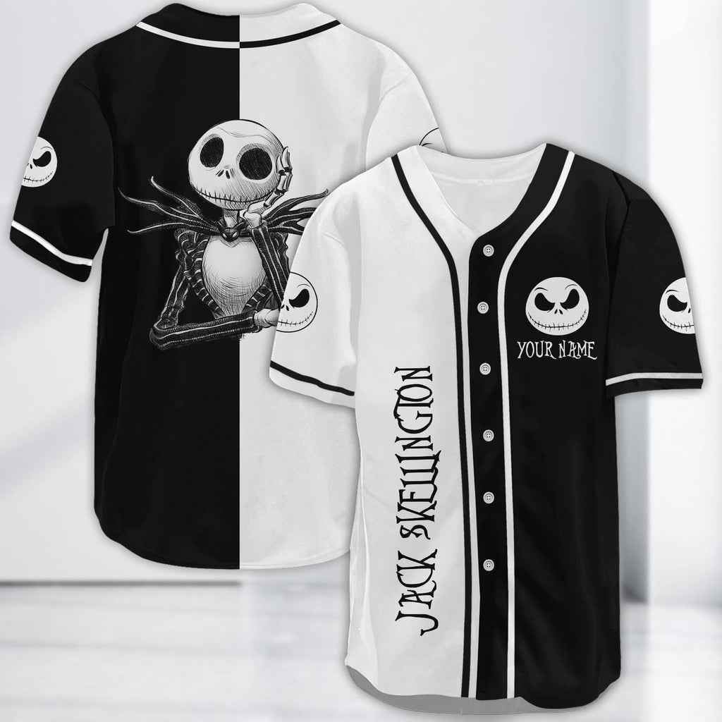 Custom Jack Skellington Baseball Jersey, Halloween Outfit, Nightmare Before Christmas Jersey Shirt, Halloween Jersey