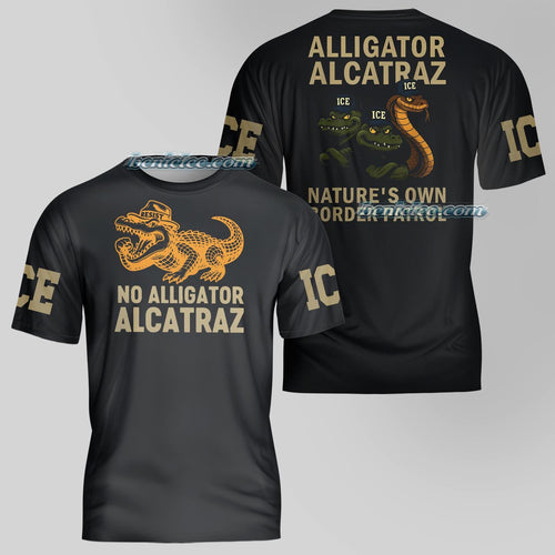 Alligator 3D Tee, Vintage Gator Enforcement Clipart Shirt, ICE Alligator Alcatraz T-shirt