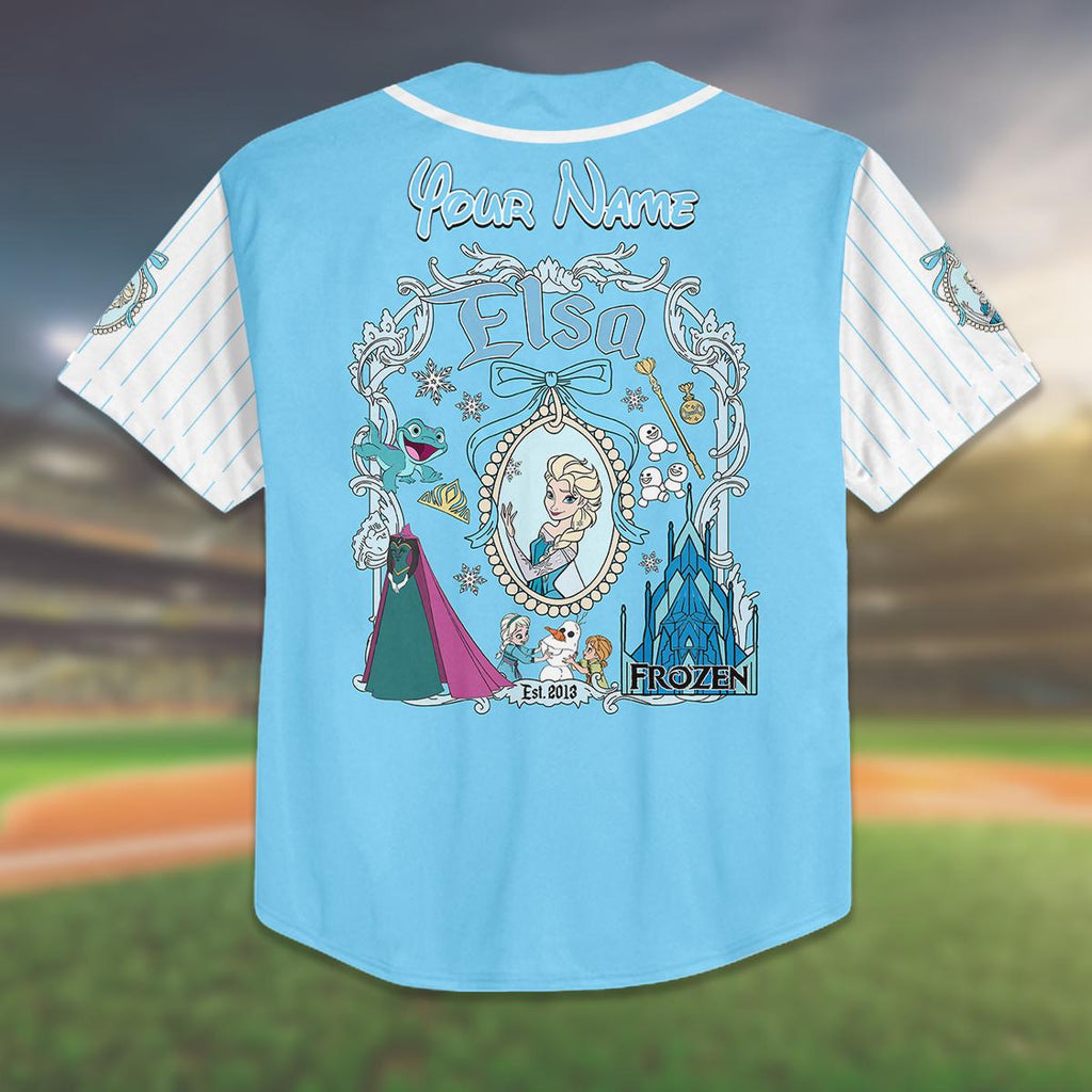 Custom Frozen Elsa Baseball Jersey, Personalized Kid Girl Birthday Shirt, Frozen Elsa Jersey, Family Vacation Outfit, Gift Idea