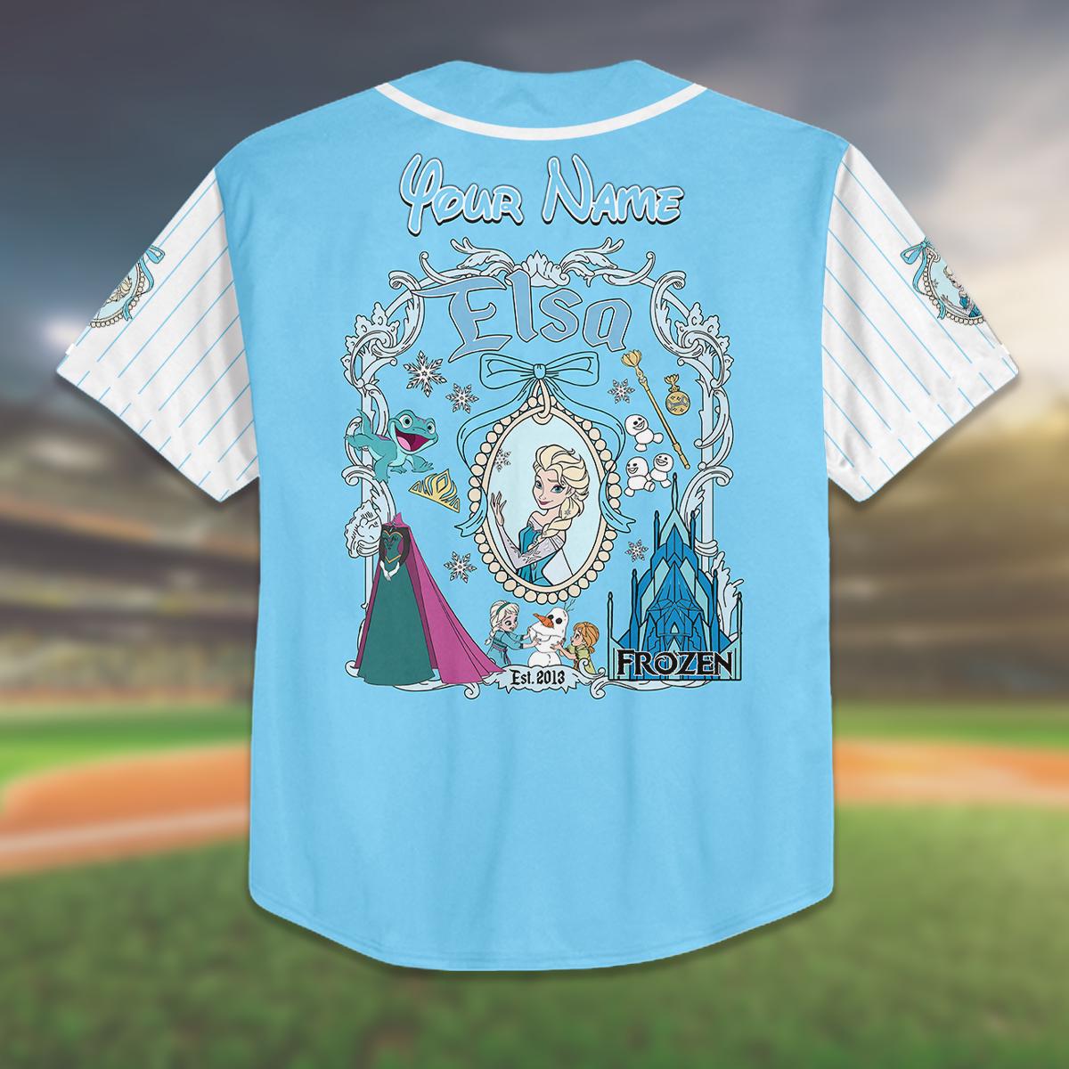 Custom Frozen Elsa Baseball Jersey, Personalized Kid Girl Birthday Shirt, Frozen Elsa Jersey, Family Vacation Outfit, Gift Idea