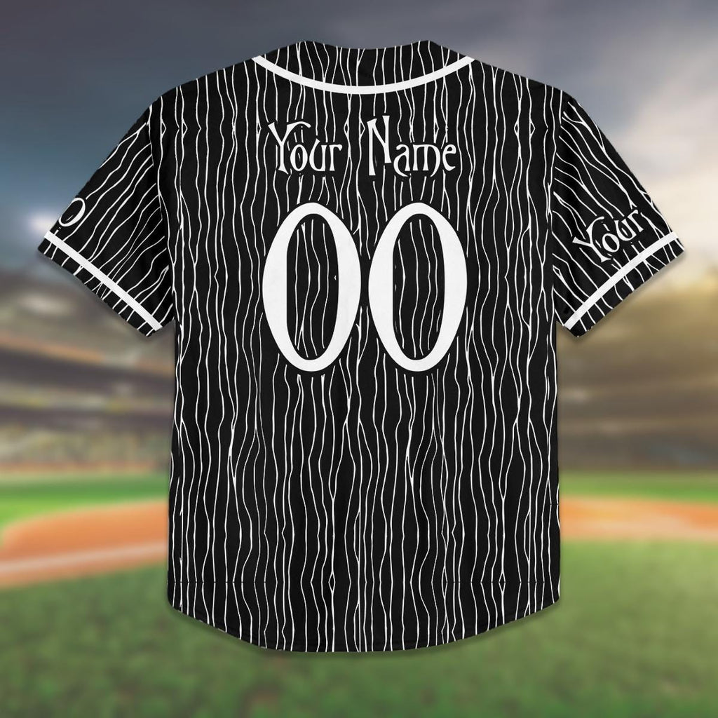 Custom Halloween Baseball Jersey, Jack Skeleton Costume Shirt, Nightmare Theme, Kids Youth Adult Matching Outfit, Spooky Jersey