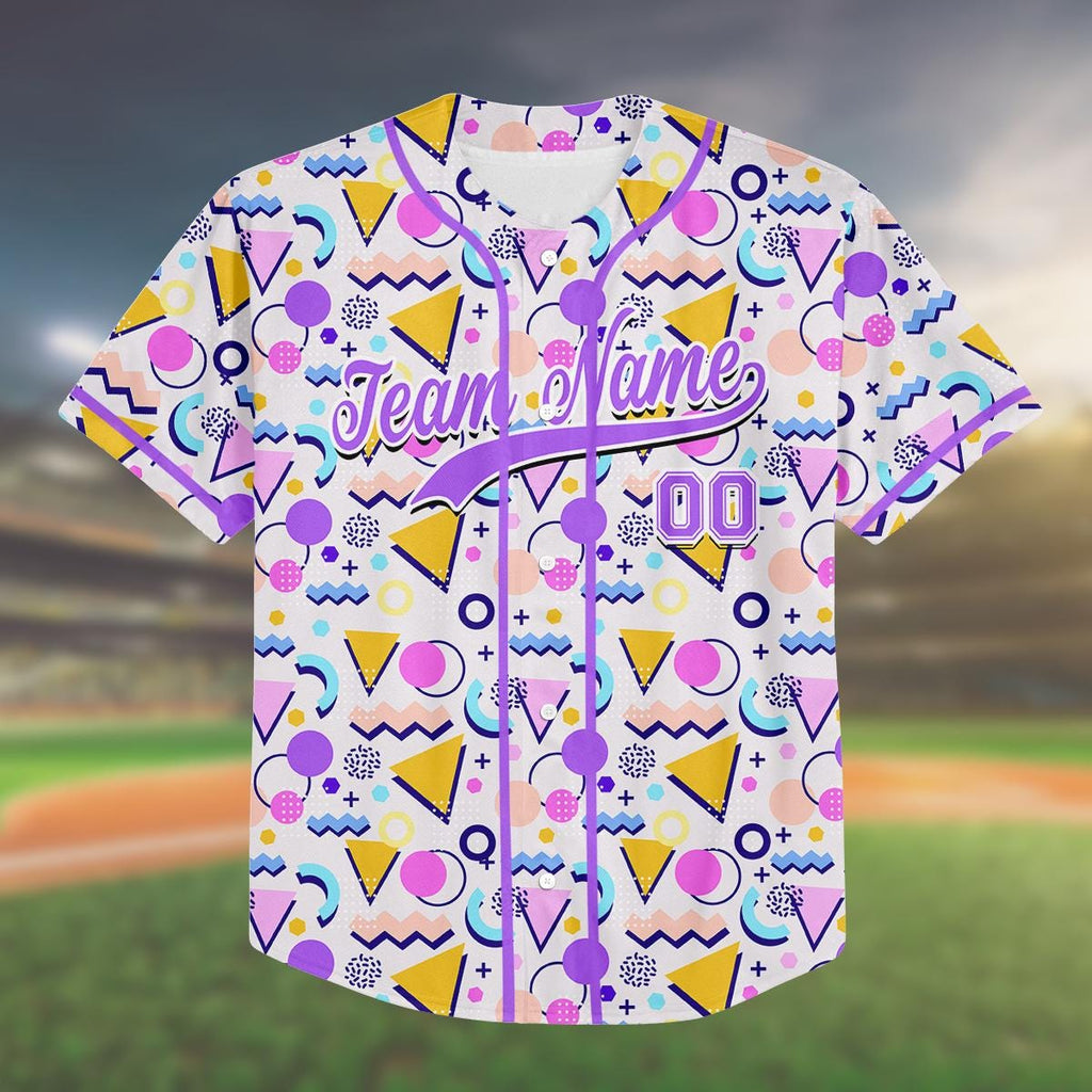 Custom 90s Style Baseball Jersey for Kids & Adults, Personalized Team Name and Number, Retro Pattern Shirt, Family Matching Outfit, Birthday
