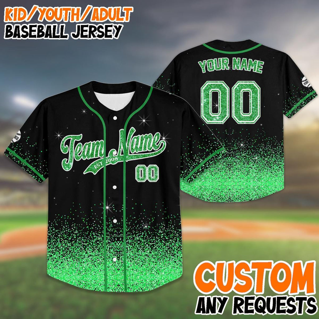 Custom Glitter Team Baseball Jersey for Kids Youth Adult| Matching Glitter Shirt| Personalized Team Outfit for Groups| Matching Outfit