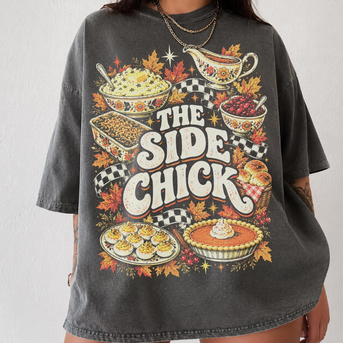 Side Chick Thanksgiving Retro Y2k Comfort Colors Tee Thanksgiving Side Dishes Friendsgiving (1)