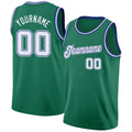 Custom Kelly Green White-Royal Round Neck Rib-Knit Basketball Jersey