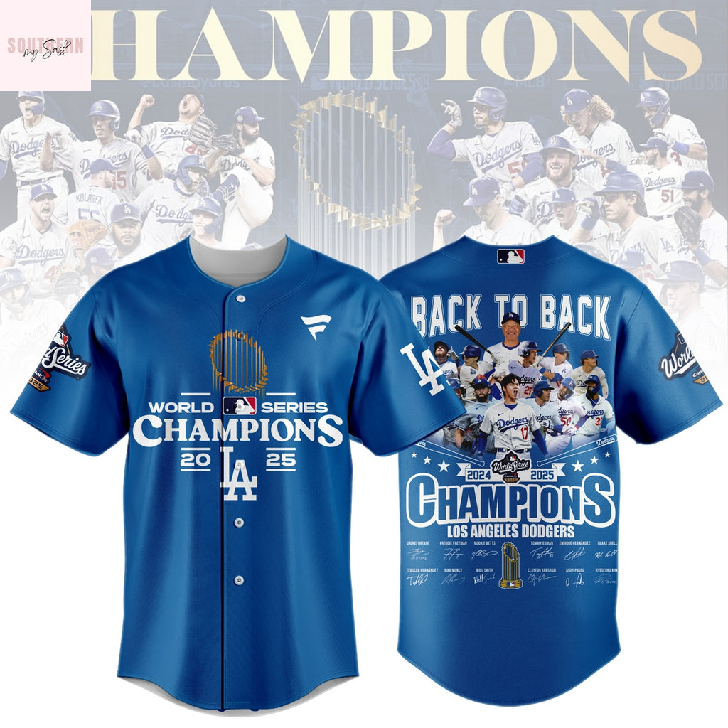 Los Angeles Dodgers World Series Champions 2025 Back To Back 2024-2025 Signature Baseball Jersey