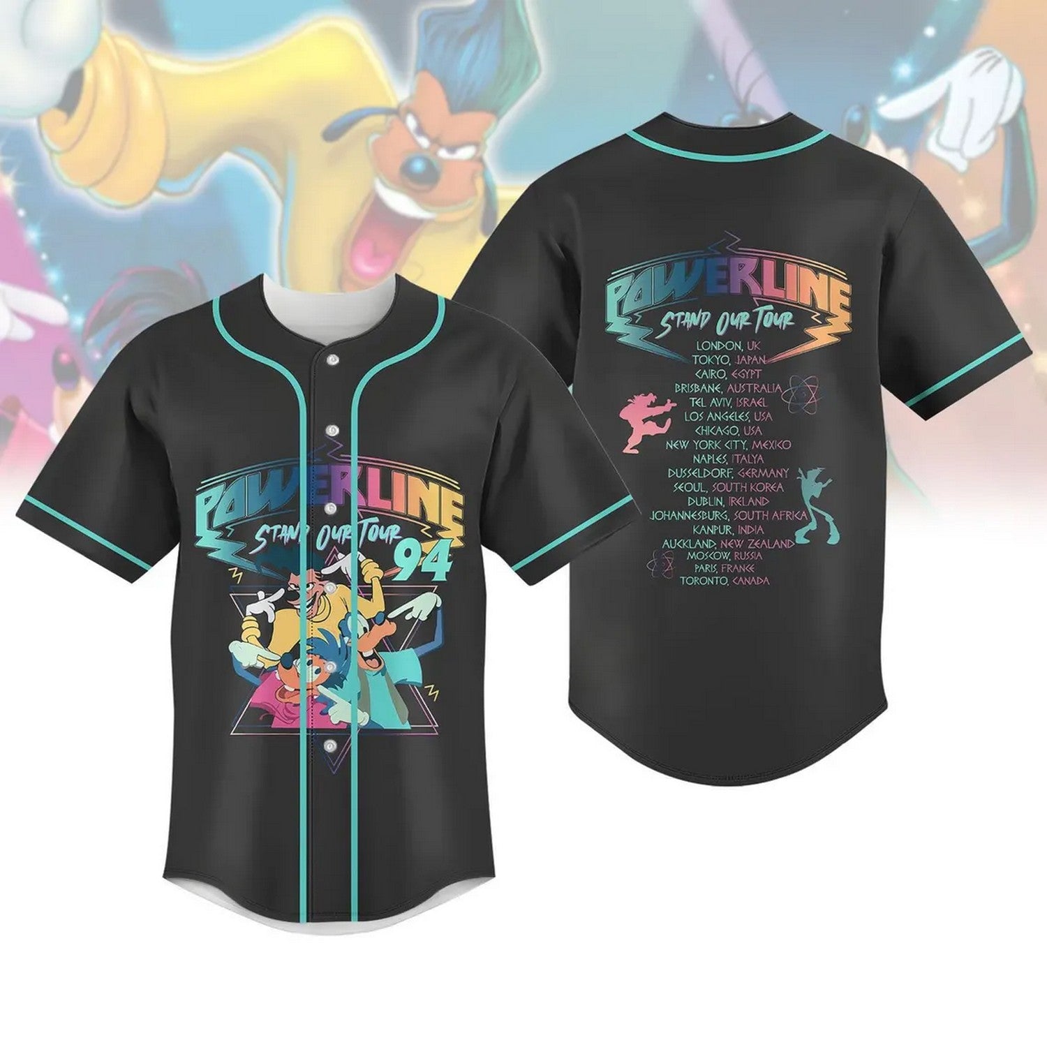 Max Goofy Roxanne Powerline Black Baseball Jersey