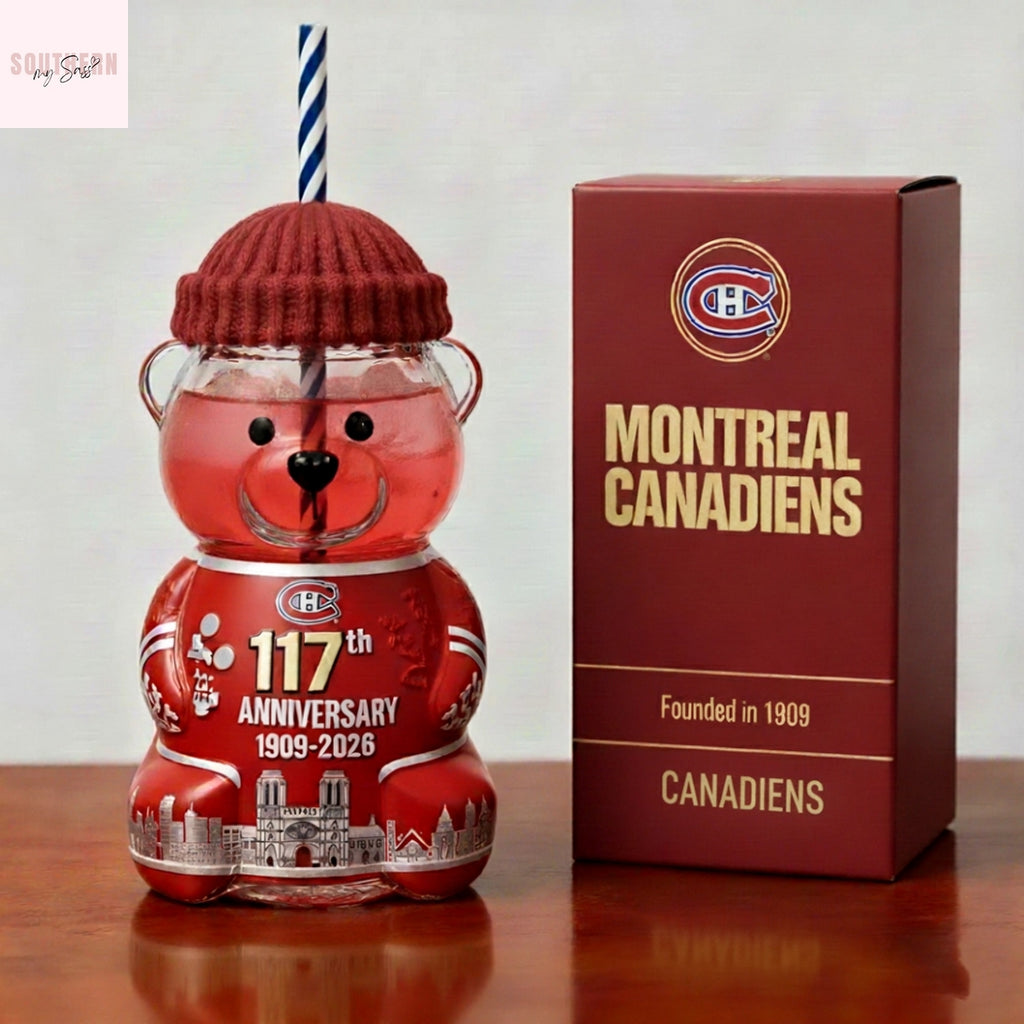 Montreal Canadiens 117th Anniversary Bear Glass Cup