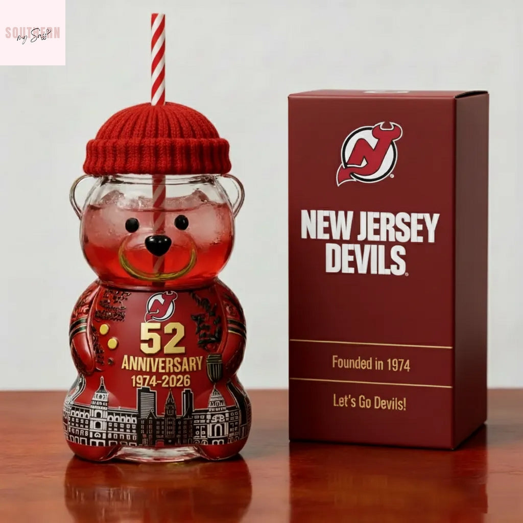 New Jersey Devils 52nd Anniversary 1974-2026 Bear Glass Cup