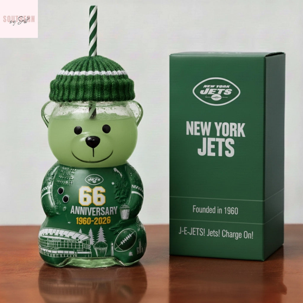 New York Jets 66th Anniversary 2026 Bear Glass Cup