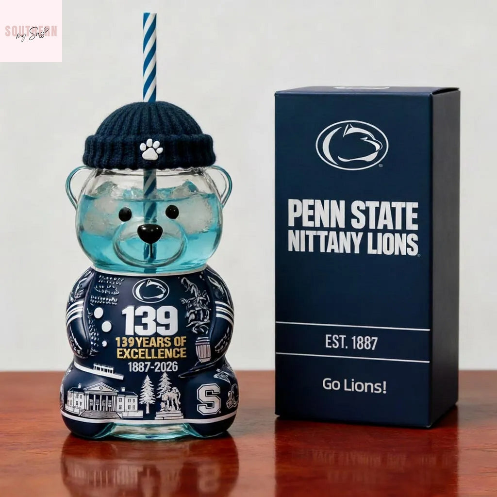 Penn State Nittany Lions 139 Years Of Excellence 1887-2026 Bear Glass Cup
