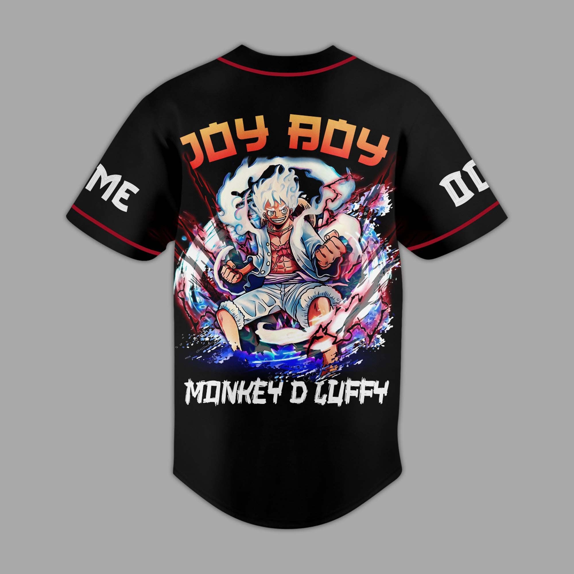 Personalize Black Shirt Sun God Nika Monkey D. Luffy Anime Baseball Jersey