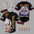 Personalize Black Shirt Sun God Nika Monkey D. Luffy Anime Baseball Jersey