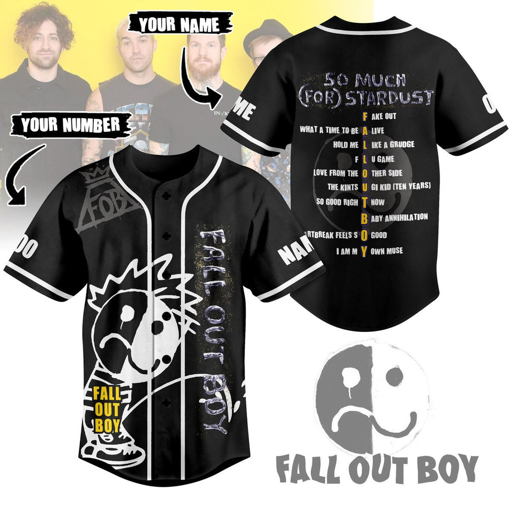 Personalized Fall Out Boy Music Black Baseball Jersey