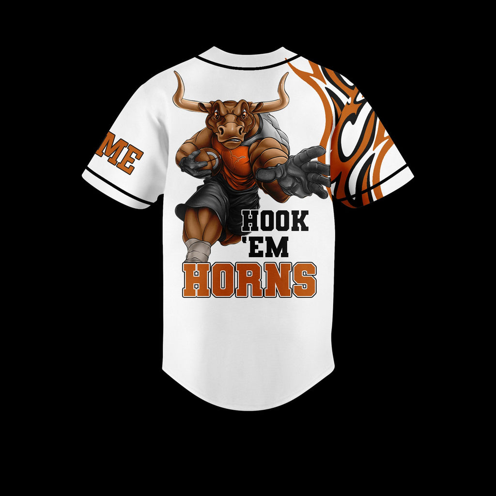 Personalized Hook 'Em Horns Texas Longhorns Baseball Jersey