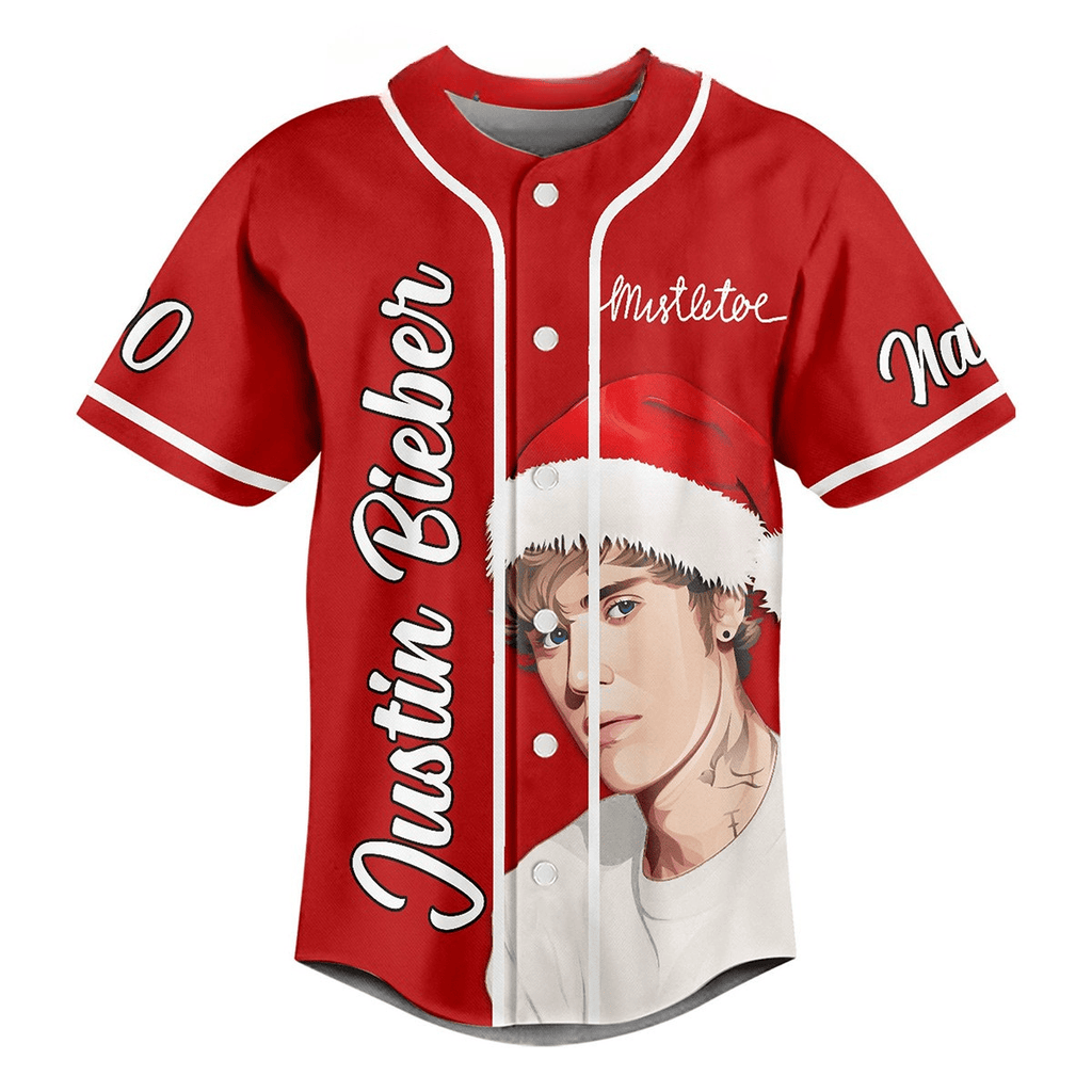 Personalized Justin Bieber Music Christmas Edition Red Baseball Jersey