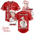 Personalized Justin Bieber Music Christmas Edition Red Baseball Jersey