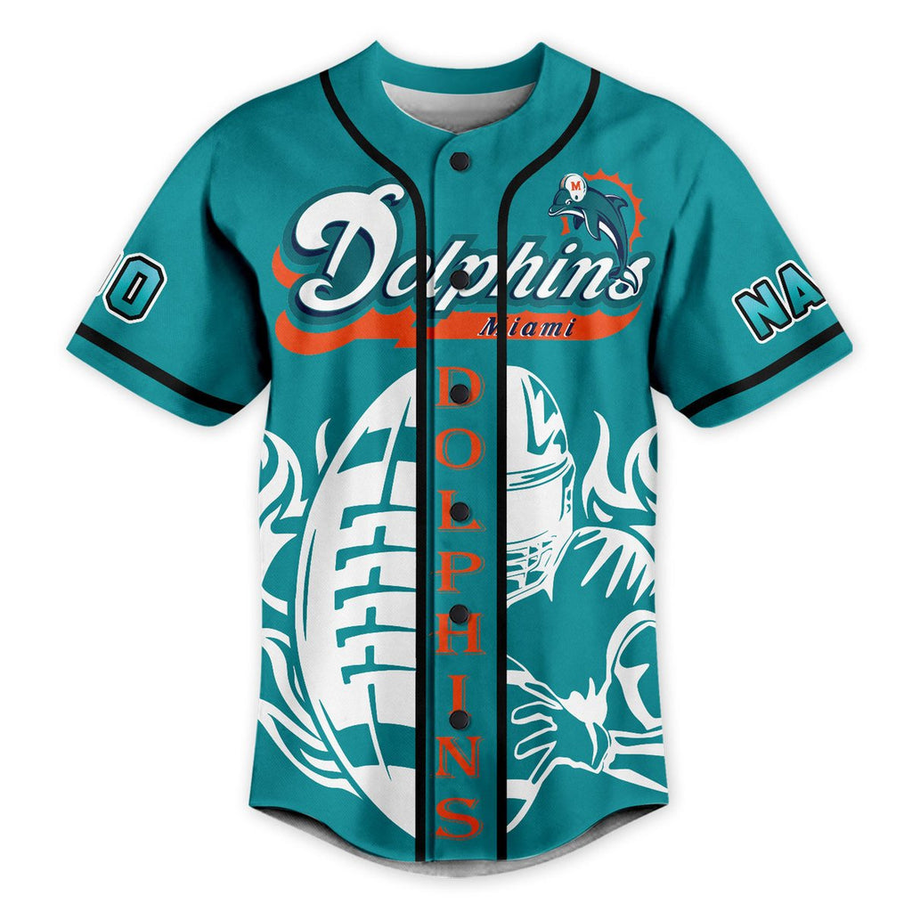 Personalized Miami Dolphins Stylish Baseball Jersey
