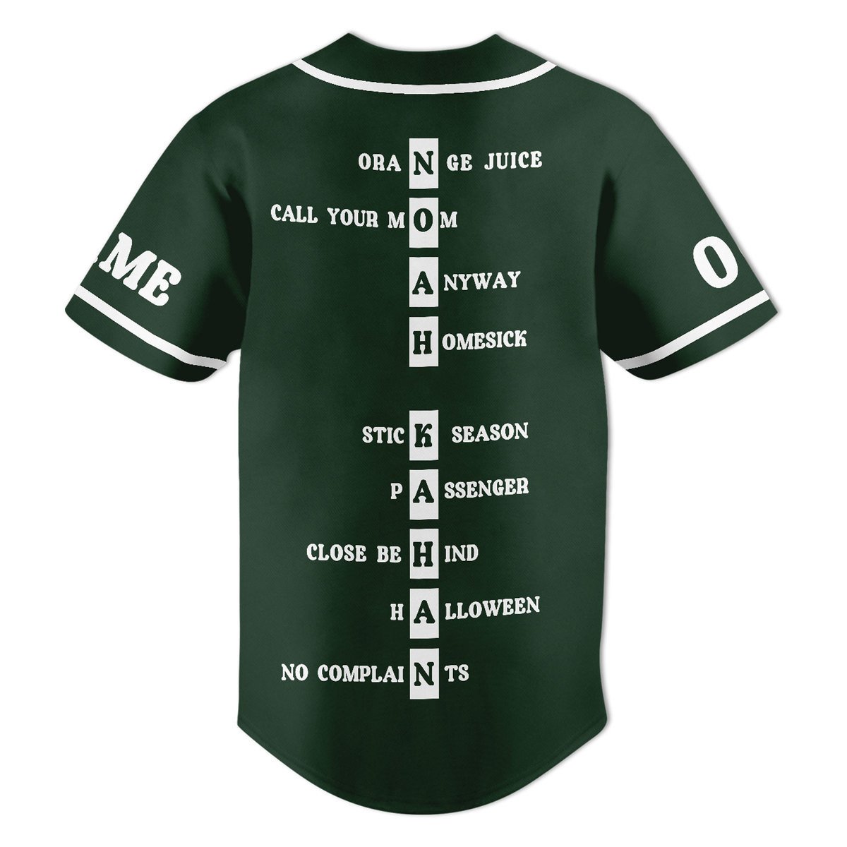 Personalized Noah Kahan Music Artist Green Baseball Jersey