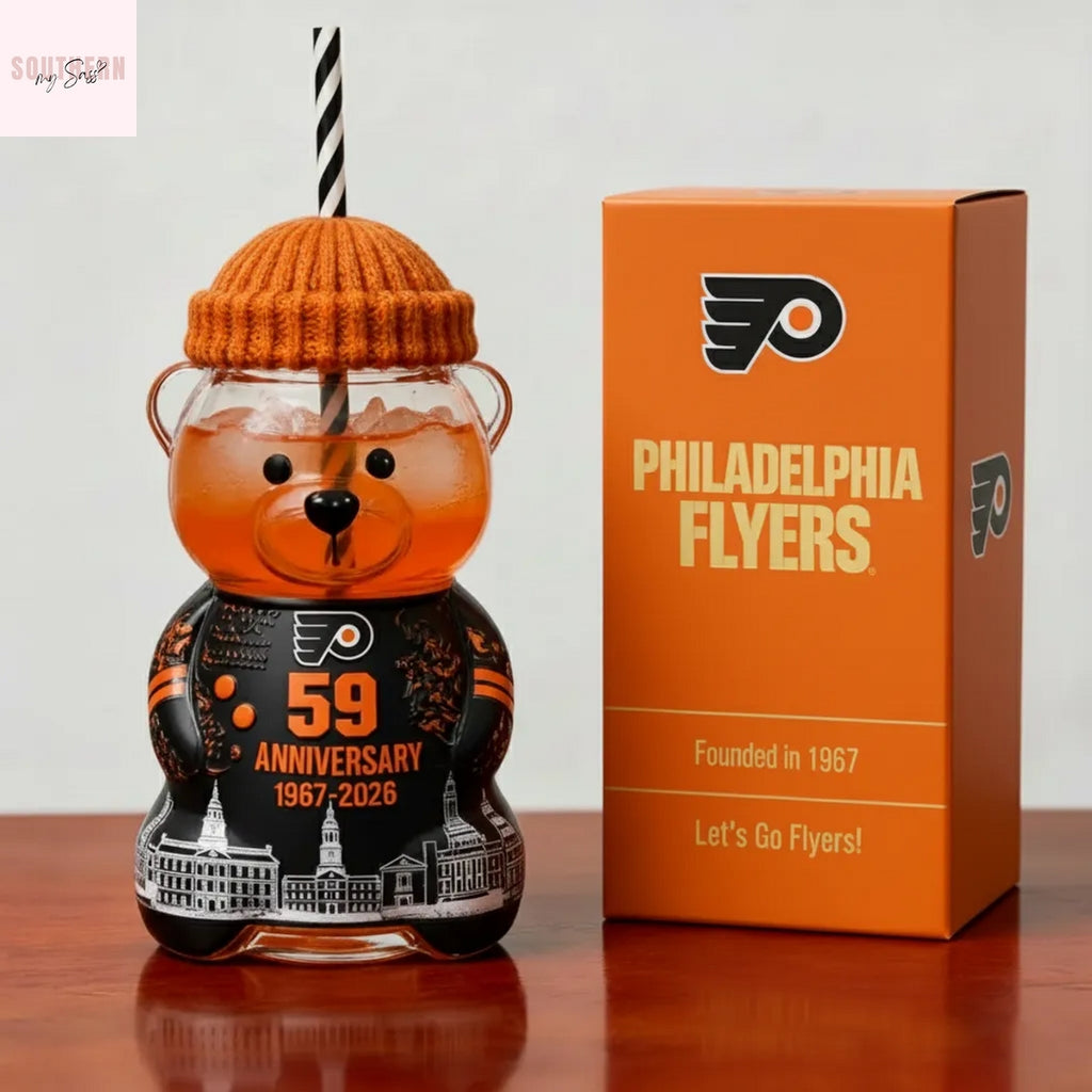 Philadelphia Flyers Bear Glass Cup